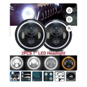 Set of 2 Round Headlights 7" for a Jeep Wrangler 1997-2018 TJ and JK Models